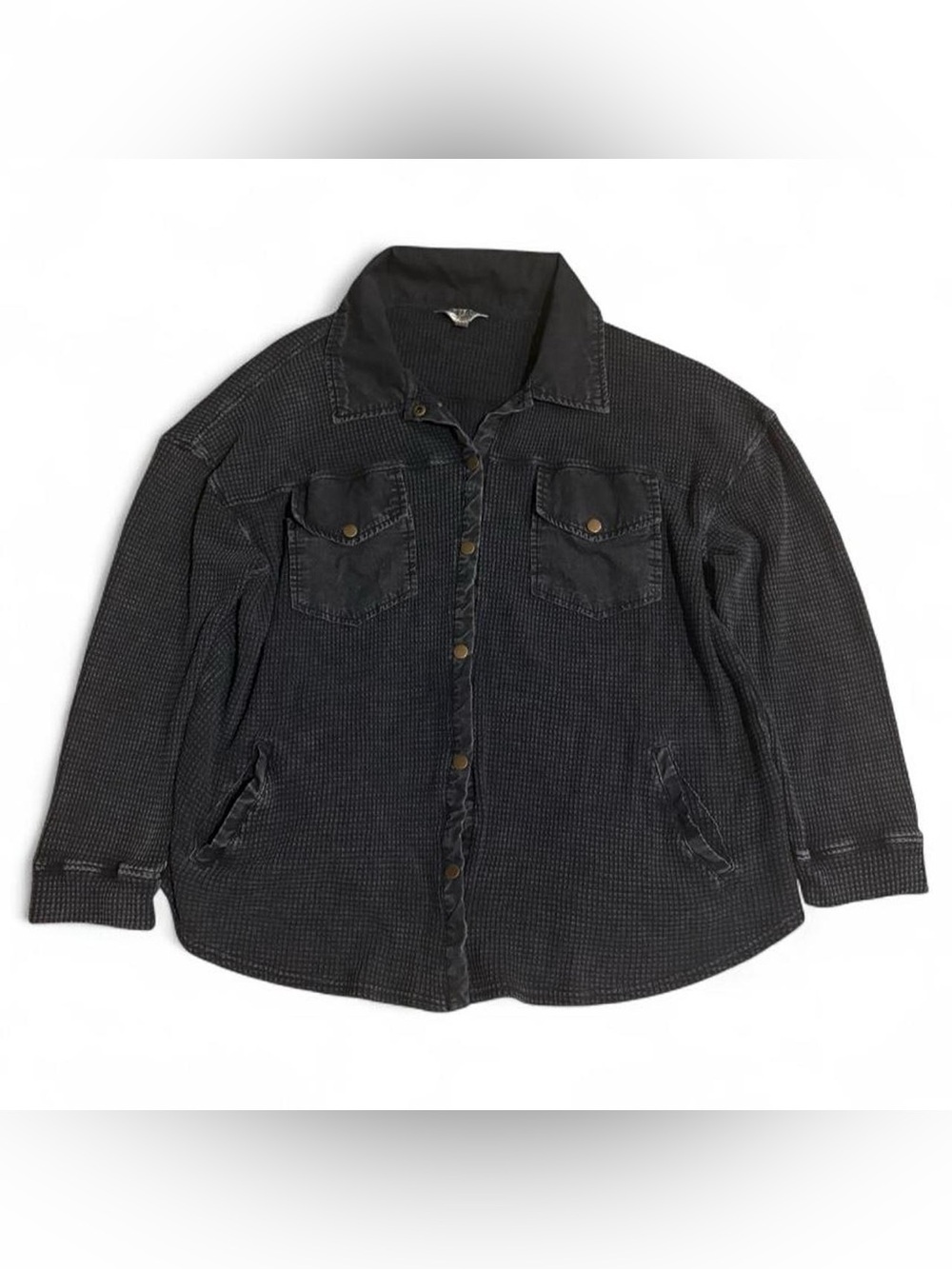 Hard Tail waffle thermal shacket faded black